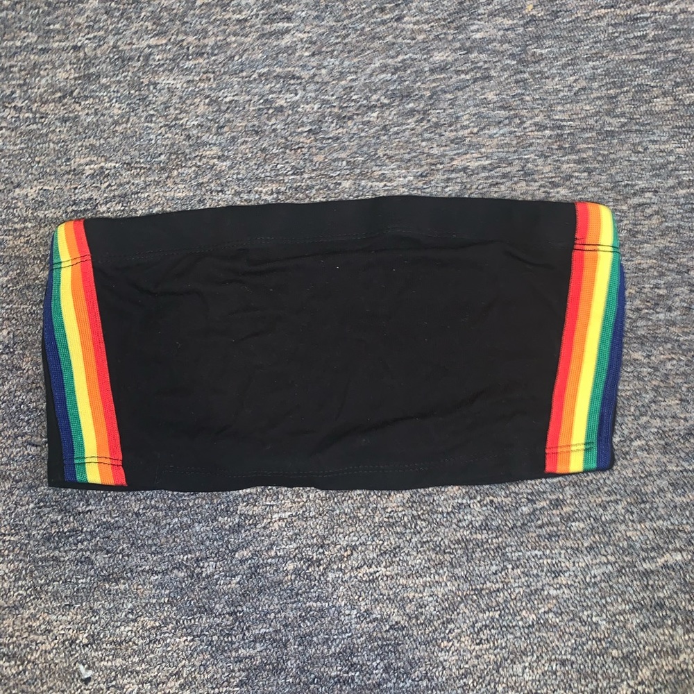 Forever 21 Black & Rainbow Side Stripes Bando